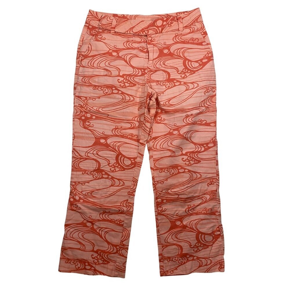 Patagonia Womens Coral Wave Print Pants Size 8 organic Cotton outdoor active